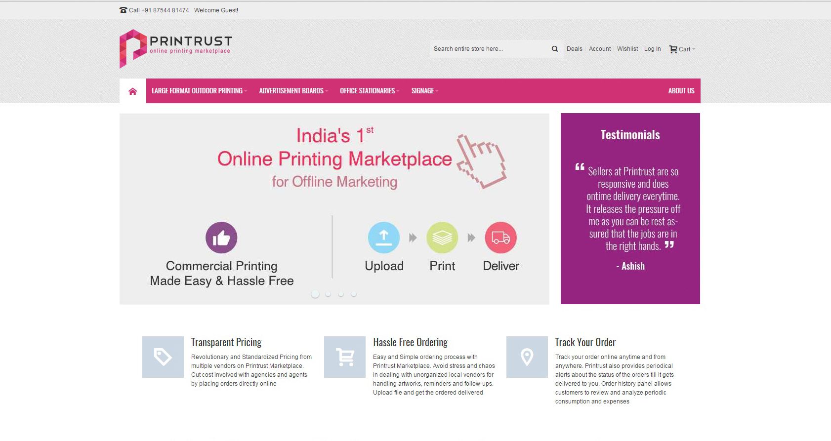 Printrust E-Commerce Marketplace Web Development